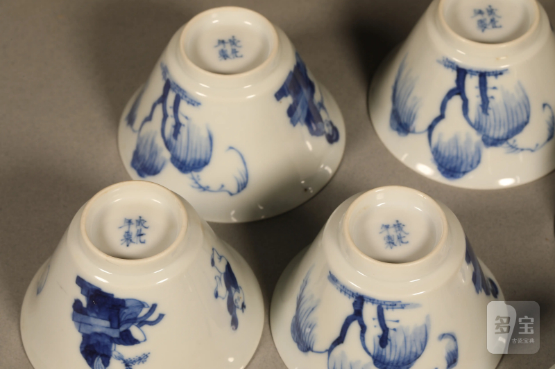 清 青花教子柳树纹杯 - 图8